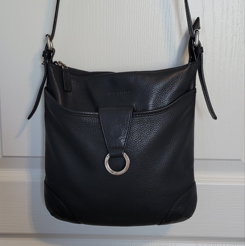 Jack Georges Black Pebbled Leather Cross Body